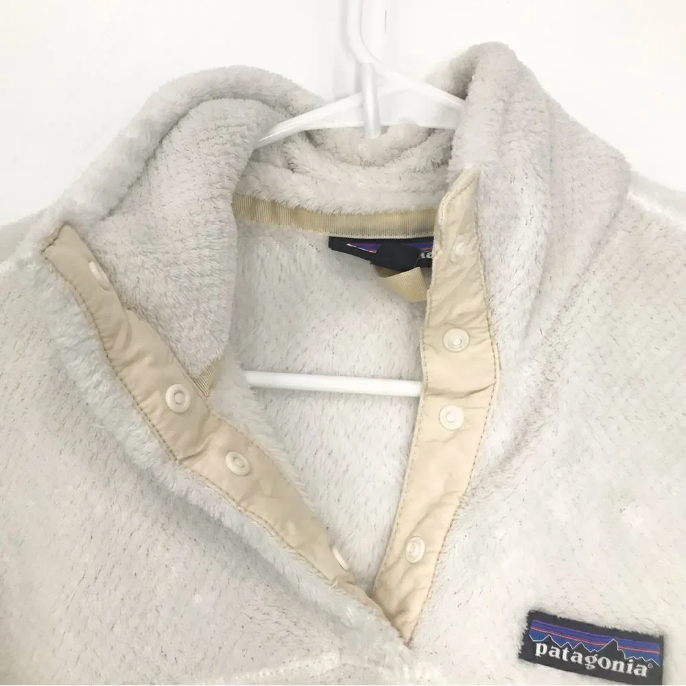 Patagonia RE-TOOL White Cream Quarter Snap Fleece Polartec Performance Pullover - Picture 8 of 16
